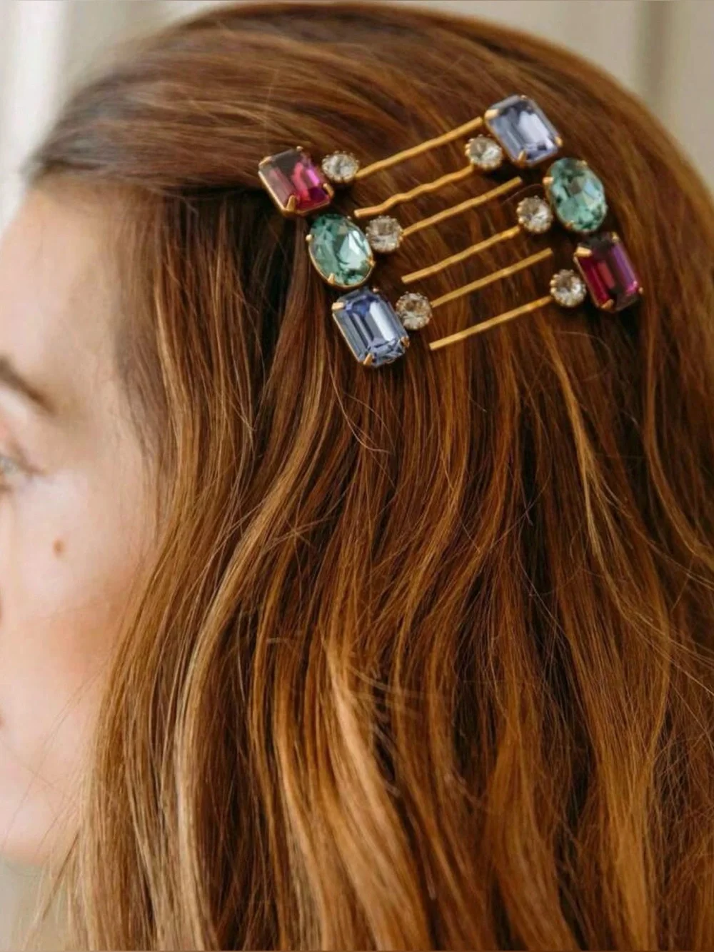 ✨NEW 6-piece Multicolor Crystal Hair Pins - Women Accessories